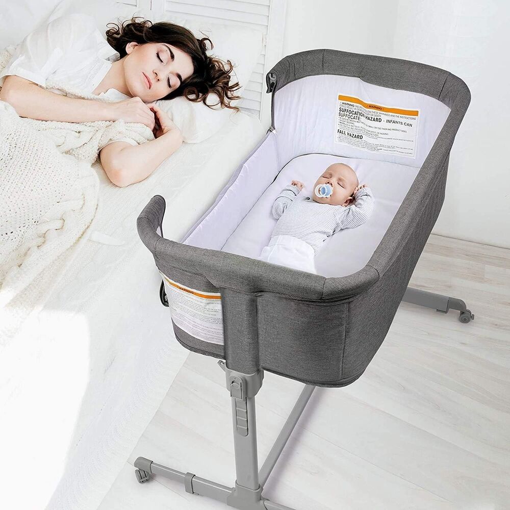 KoolerThings 3-in-1 Baby Bassinet Bedside Sleeper Playpen Open Box Grey